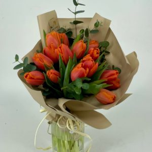 Valentínska kytička z tulipánov oranžová